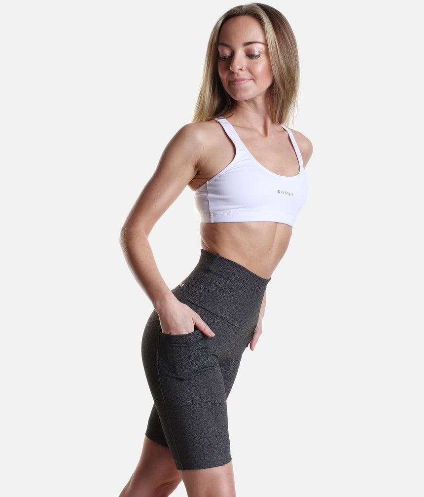 High Waisted Cycling Shorts With Pockets - A 857