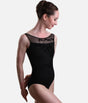 Sleeveless Dance Leotard with Floral Mesh Detail - ADELE