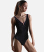Classic Velvet Leotard, Luxury Dancewear with Deep V-Back Design - ALICIA BLACK