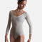 Alma Mist Green Ballet Leotard • 3/4 Sleeve Open Back & Compression Support