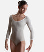 Alma Mist Green Ballet Leotard • 3/4 Sleeve Open Back & Compression Support