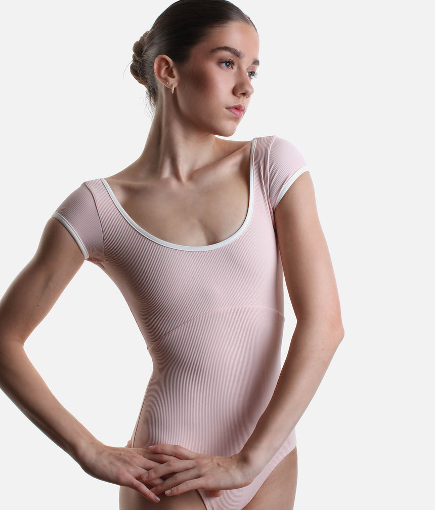 Alma Short Sleeve Ballet Leotard • Ballet Pink