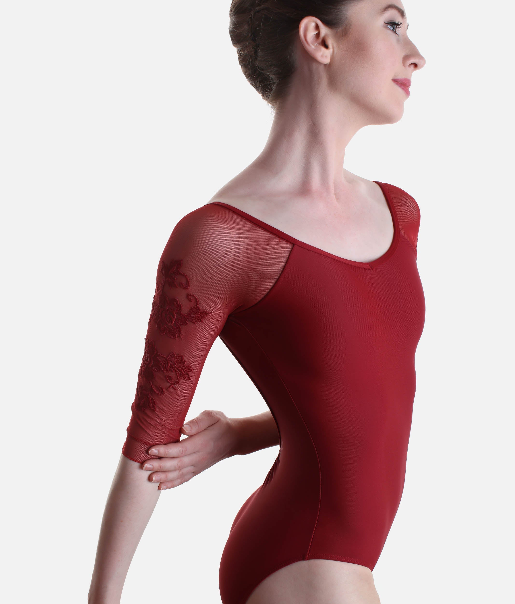 Low Back Dance Leotard, Half Sleeve - ALY