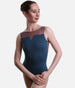 High Neckline Dance Leotard, Embroidered Mesh with Modern Open Back - ANTONIA
