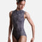 Mara AURA GREY FLORAL Print Ballet Leotard, Open Back Dancewear