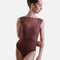 Sequin Embroidered Leotard, Mesh Sweetheart Neckline - AVIGNON