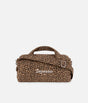 Repetto B0390TL leopard-print medium duffle bag with a white Paris logo, matching handles and an adjustable shoulder strap.