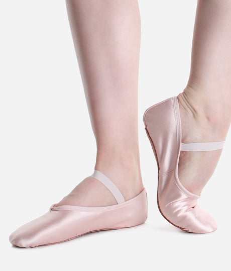 Children’s Satin Ballet Shoes, Full Sole, Pre-Sewn Elastic, Ideal for Beginners - BAE16
