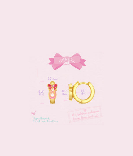 Cute Ballet Shoe Earlets, Gold Plated Huggie Earrings