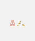 Girl Nation Ballet Shoes stud earrings shown from the front and side with a straight post and removable back