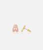 Girl Nation Ballet Shoes stud earrings shown from the front and side with a straight post and removable back