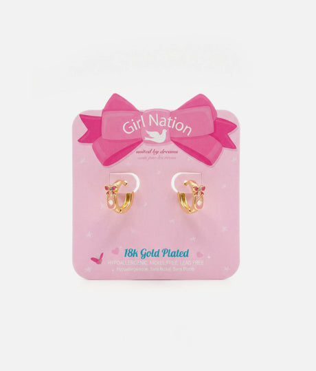 Cute Ballet Shoe Earlets, Gold Plated Huggie Earrings