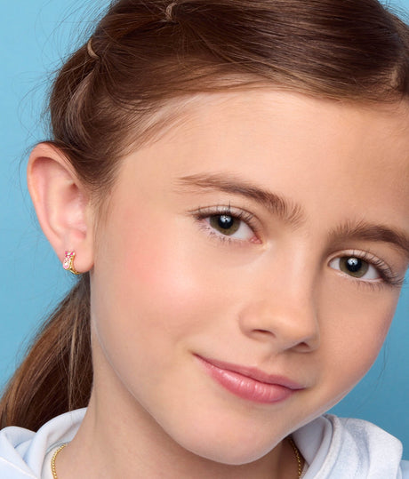 Cute Ballet Shoe Earlets, Gold Plated Huggie Earrings