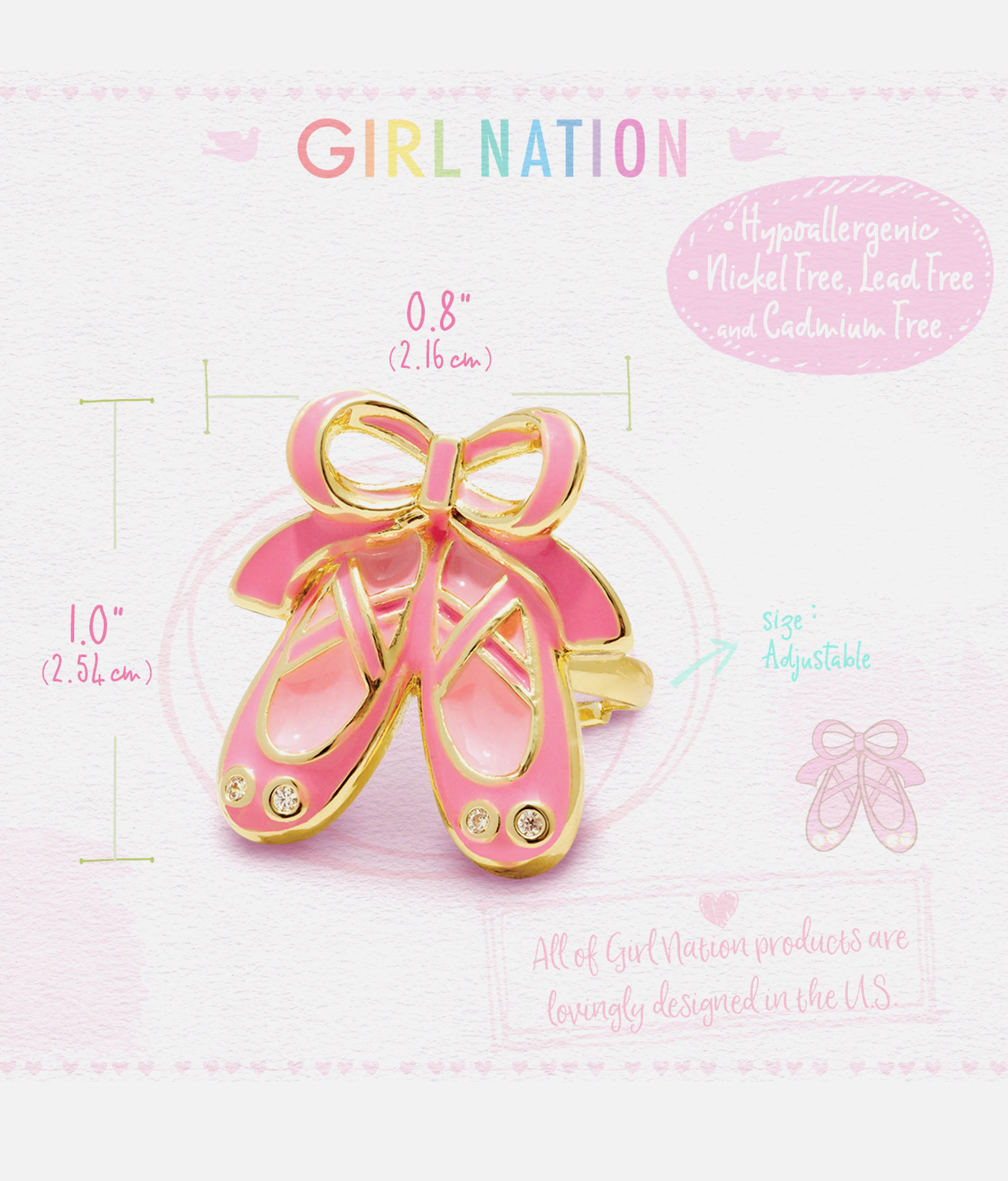 Girls Twinkle Toes Ring, Ballet Shoes - Ring on the Fun