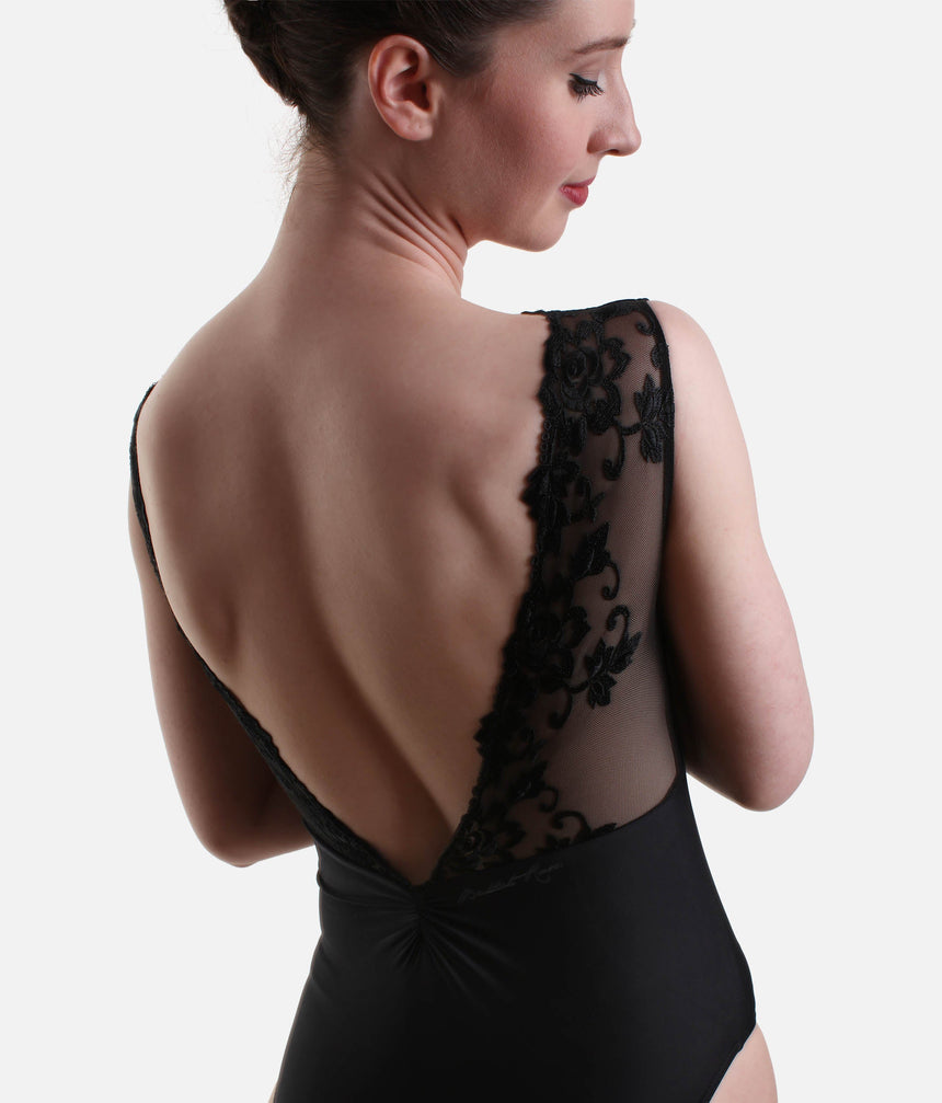 V-Neckline Dance Leotard, Elegant Dancewear with Lace Back - BERTILL