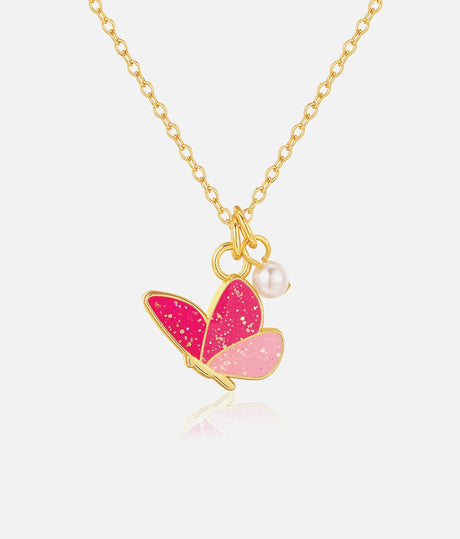 Girls Necklace, Glitter Butterfly - Sweet Petite