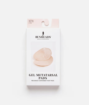 Bunheads Gel Metatarsal Pads retail packaging labelled Natural, One Size and 2 PCS