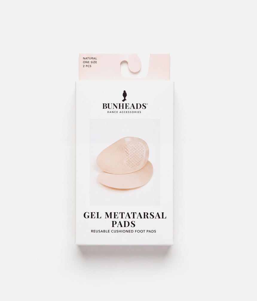 Bunheads Gel Metatarsal Pads retail packaging labelled Natural, One Size and 2 PCS