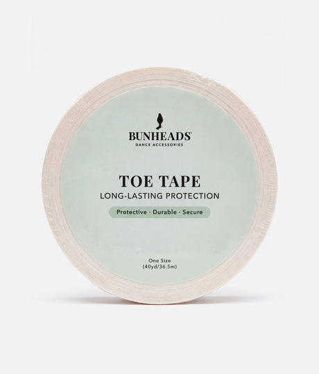 Bunheads Toe Tape roll with a pale green front label showing one size, 40 yards / 36.5m.