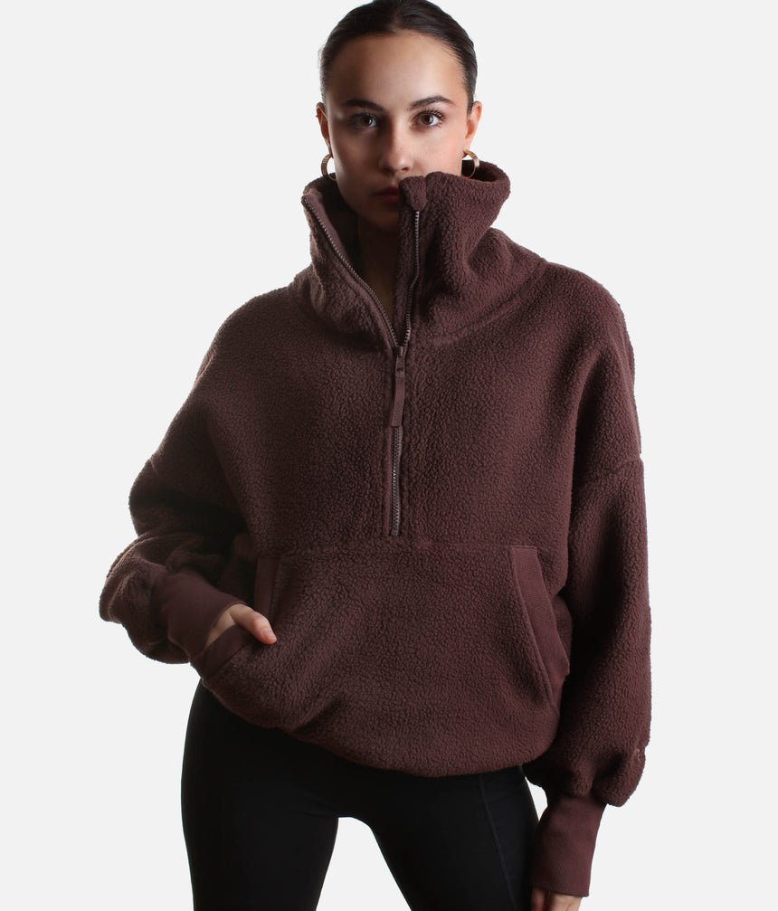 Chocolate BIG HUG FLEECE - High-neck Collar