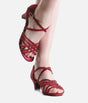 Low Heel Satin Ballroom Heels with Cross Straps & Diamante Buckle - BL180