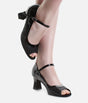 Heeled Court Ballroom Dance Shoes, Sparkle Canvas & Patent - BL194