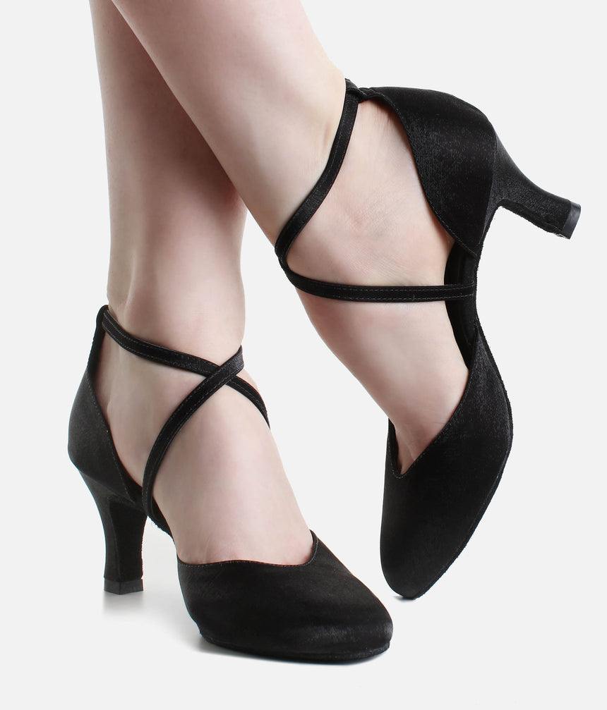 Satin Cross Strap Ballroom Shoe - BL 126