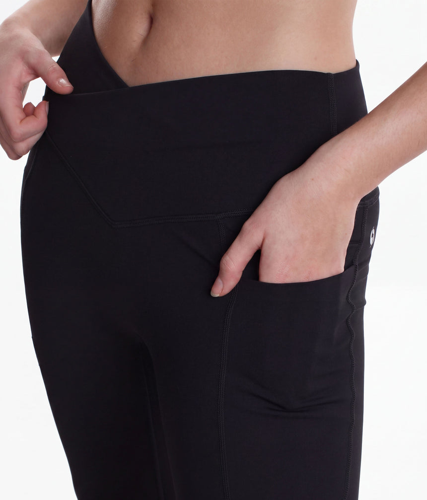 Crisscross Hourglass Flared Leggings • Curve-Enhancing Cut & Pockets