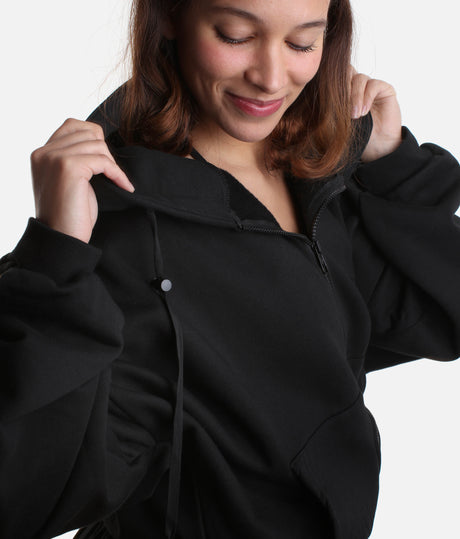 ZIP CLOUD HOODIE in Black - The Timeless Cozy Essential