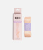 BLOCH A0531 Double Face Soft Ribbon packaging beside folded pink satin pointe shoe ribbon.