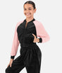 Girls Velvet Bomber Jacket, Soft Contrast Sleeve Dance Warm-Up - J13002C