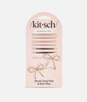 Metal Enamel Puffy Bow Bobby Pins • 8-Piece Hair Pin Set in Rosewood