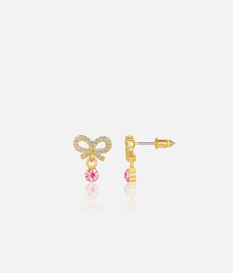 Little Luxe Classic Bow Drop Earrings with Cubic Zirconia Shine