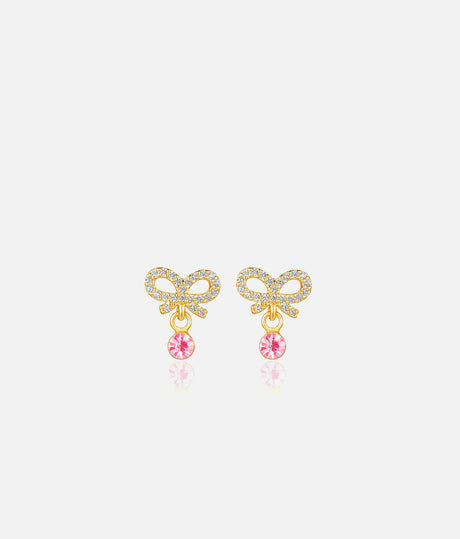 Little Luxe Classic Bow Drop Earrings with Cubic Zirconia Shine