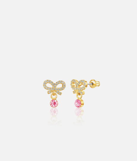 Little Luxe Classic Bow Drop Earrings with Cubic Zirconia Shine