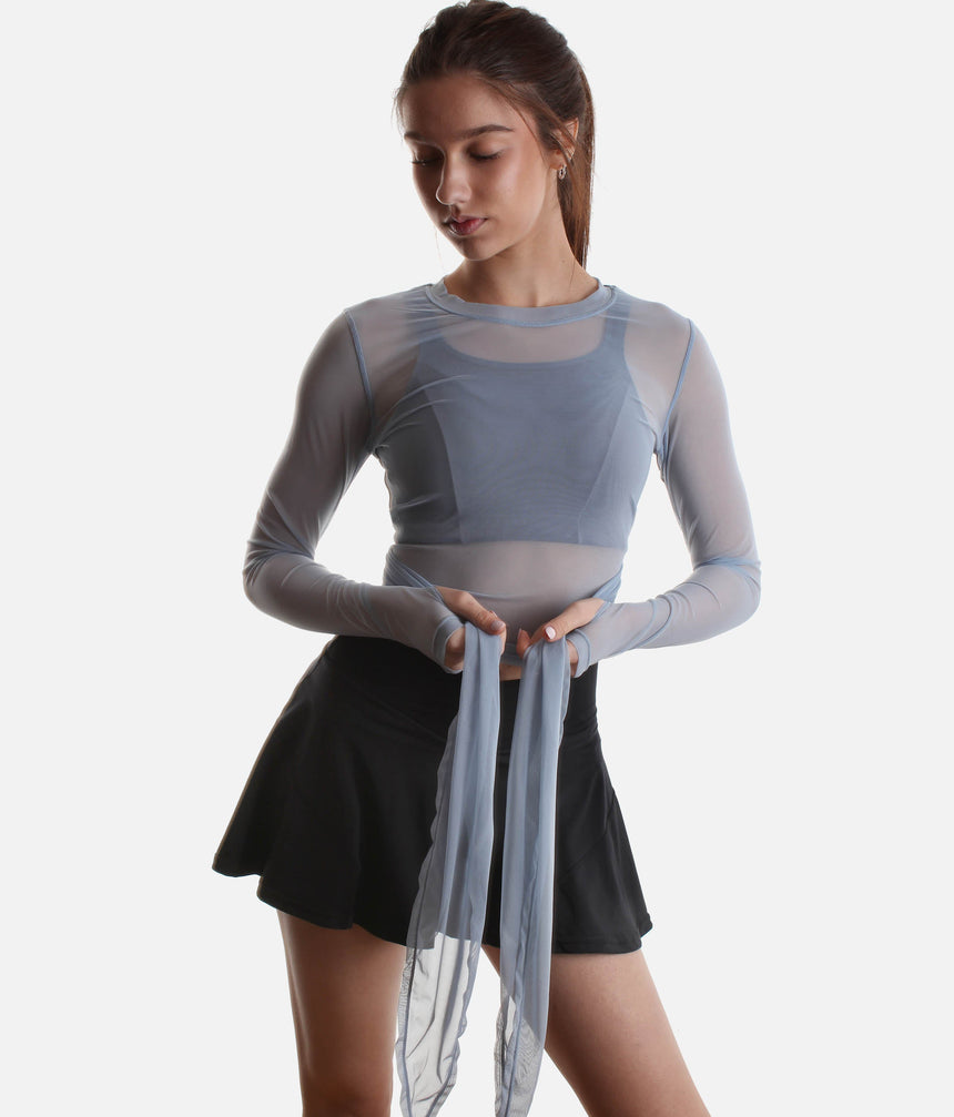 Bow Back Long Sleeve Top - 4-Way Reversible Mesh Design