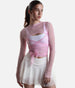Bow Back Long Sleeve Mesh Top - Reversible Front-to-back Design