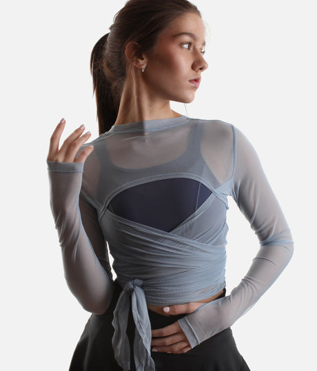 Bow Back Long Sleeve Top - 4-Way Reversible Mesh Design