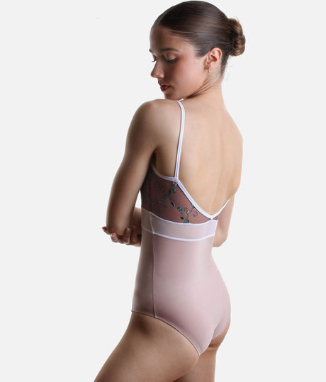 Brigid CL Rose • Professional Camisole Ballet Leotard with Embroidered Tulle