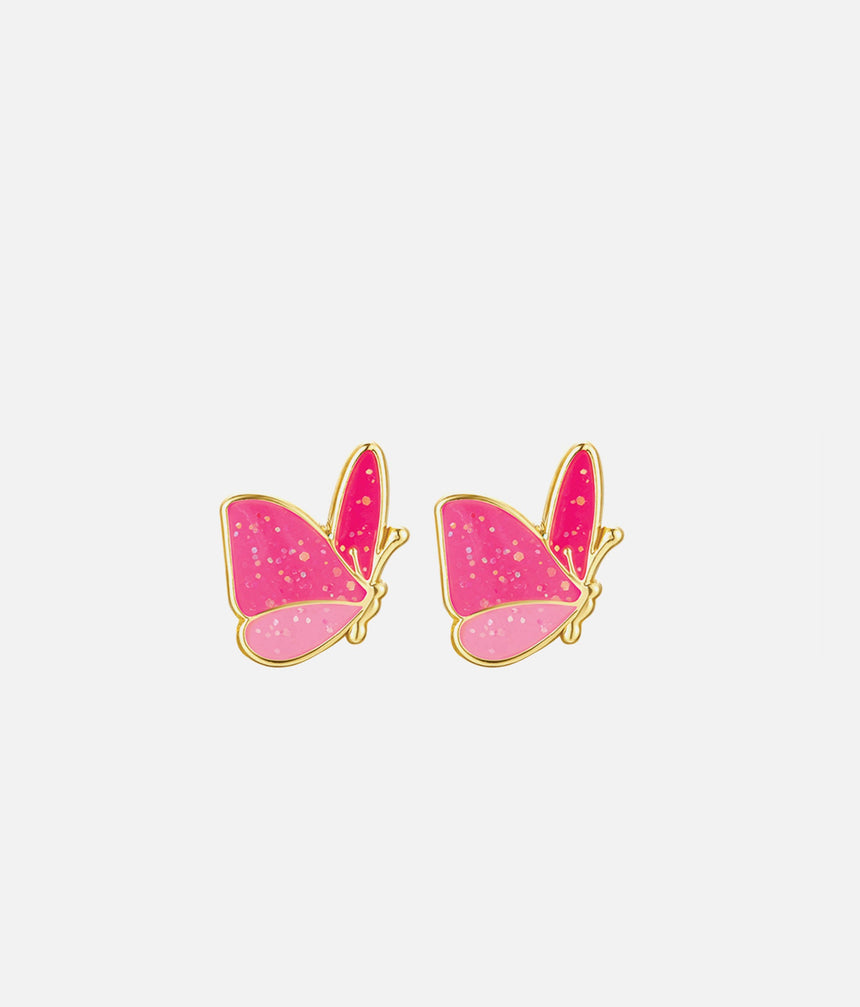 Girls Clip On Earrings, Glitter Butterfly - Cutie