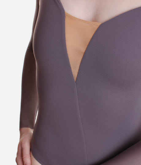 Long Sleeve Dance Leotard, Mesh Inserts - CARLOTTA