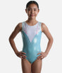 Girls Sleeveless Gymnastics Leotard, Diamante Aqua - Z798 Celeste