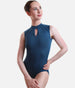 High Neck Pleated Leotard with Teardrop Cutout, Créateur Collection - CELESTINE