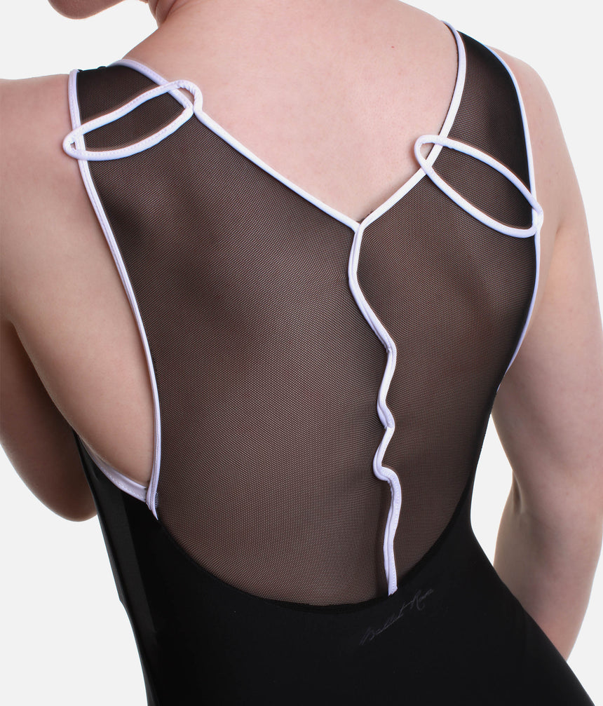 V-Neckline Dance Leotard, Artistic Mesh Back Design - CEZANNE