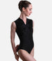 Front Zipper Dance Leotard, Velvet Flocked Sleeveless Elegance - CHABLIS