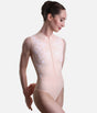 Front Zipper Dance Leotard, Velvet Flocked Sleeveless Elegance - CHABLIS