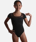 Girls Mei Cap Sleeve Leotard, Sweetheart Neck & Floral Mesh Back - CL20003