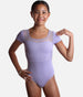 Girls Mei Cap Sleeve Leotard, Sweetheart Neck & Floral Mesh Back - CL20003