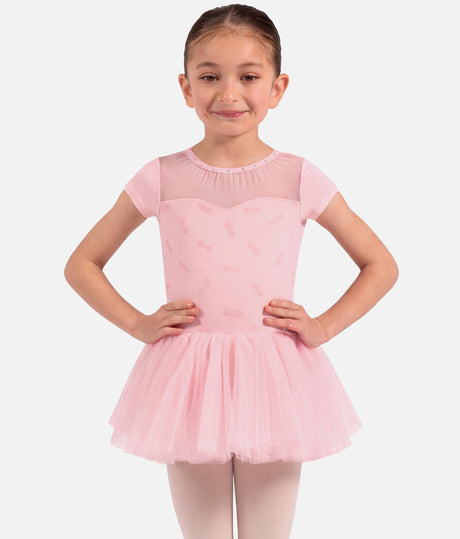Girls Nora Floral Cap Sleeve Tutu Dress • Candy Pink - CL20012