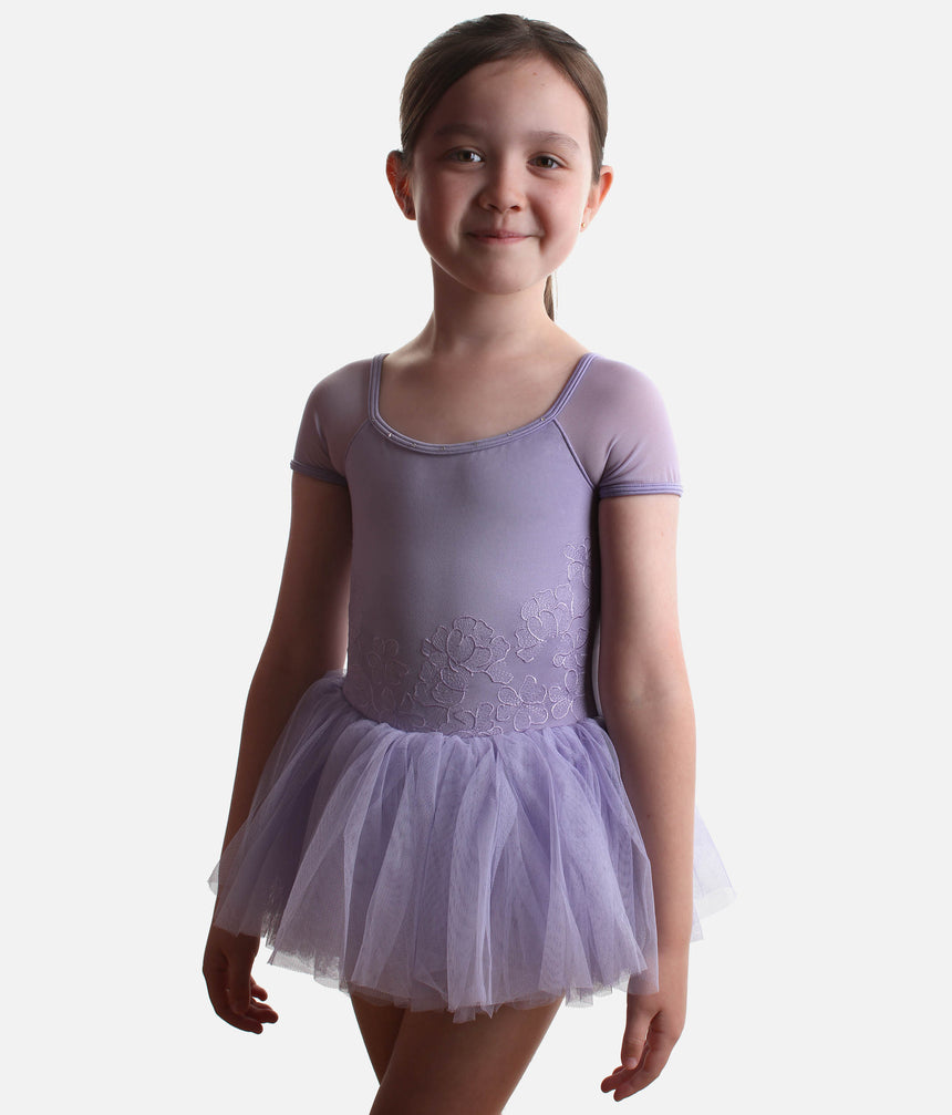 Girls Lucy Cap Sleeve Tutu Dress with Floral Embroidery - CL20002